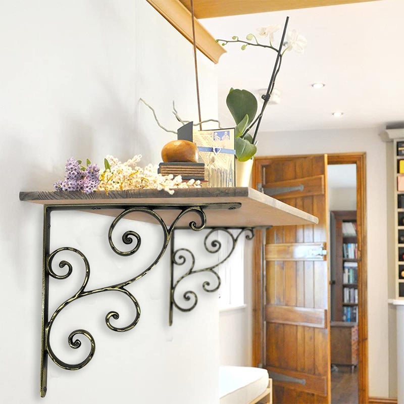 NACH Decorative Shelf Brackets, 1 Pack of 14.5 x 1 x 14.5 inch, Black Cast Iron Shelving Brackets - Metal Shelf Brackets for Wall - Victorian Scroll Shelf Bracket - Image 4